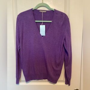 Purple V-neck Cashmere Blend Sweater - NWT Sz Medium